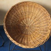 Pair of mid century bamboo and iron pod chairs, 1960s