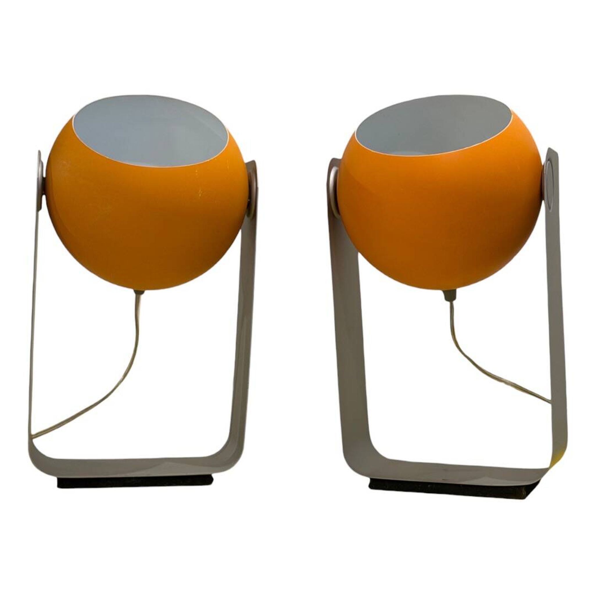 Pair of Space Age orange eyeball lamps by Massive Belgium