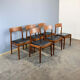 Set of 6 dining chairs by Henning Kjaernulf for Korup Stolefabrik, teak and leather, 1960s.