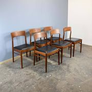 Set of 6 dining chairs by Henning Kjaernulf for Korup Stolefabrik, teak and leather, 1960s.