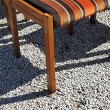 Set of 5 70s designer chairs in beech and orange and brown velvet Self éditeur