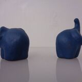 Mid-Century Blue Ceramic Elephants, Austria, Set of 2