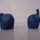 Mid-Century Blue Ceramic Elephants, Austria, Set of 2