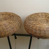 Low rattan stool