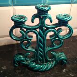 Pair of vintage green candlesticks