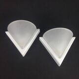Space age wall lights in ABS plastic and frosted glass, set of 2
