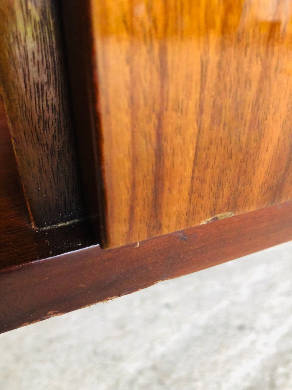 Vintage low row in flame walnut, by G N B , Circa 60