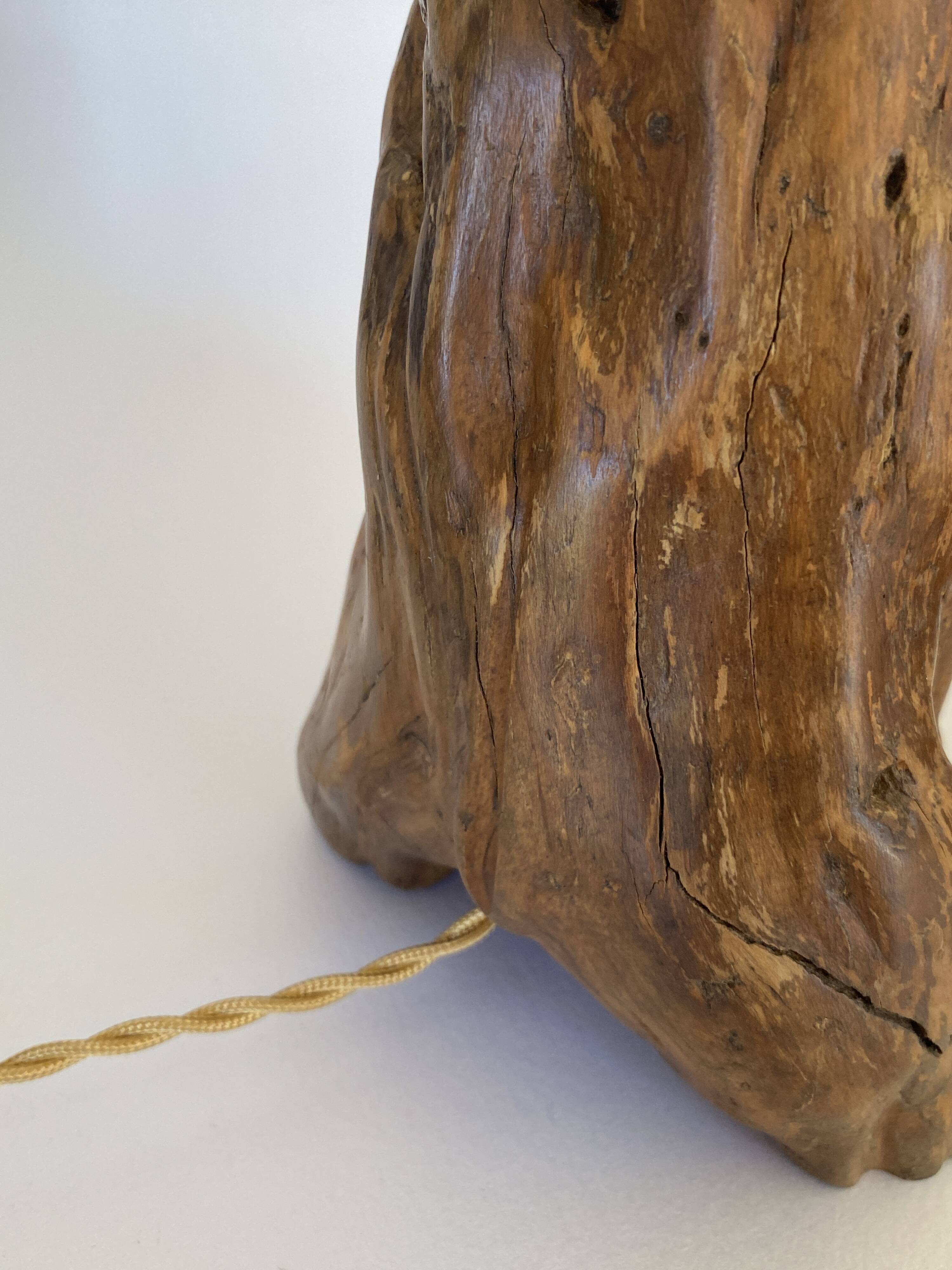 1950s wooden lamp, recent 2M fabric cable, tracing lampshade