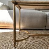 Table basse en laiton et marbre