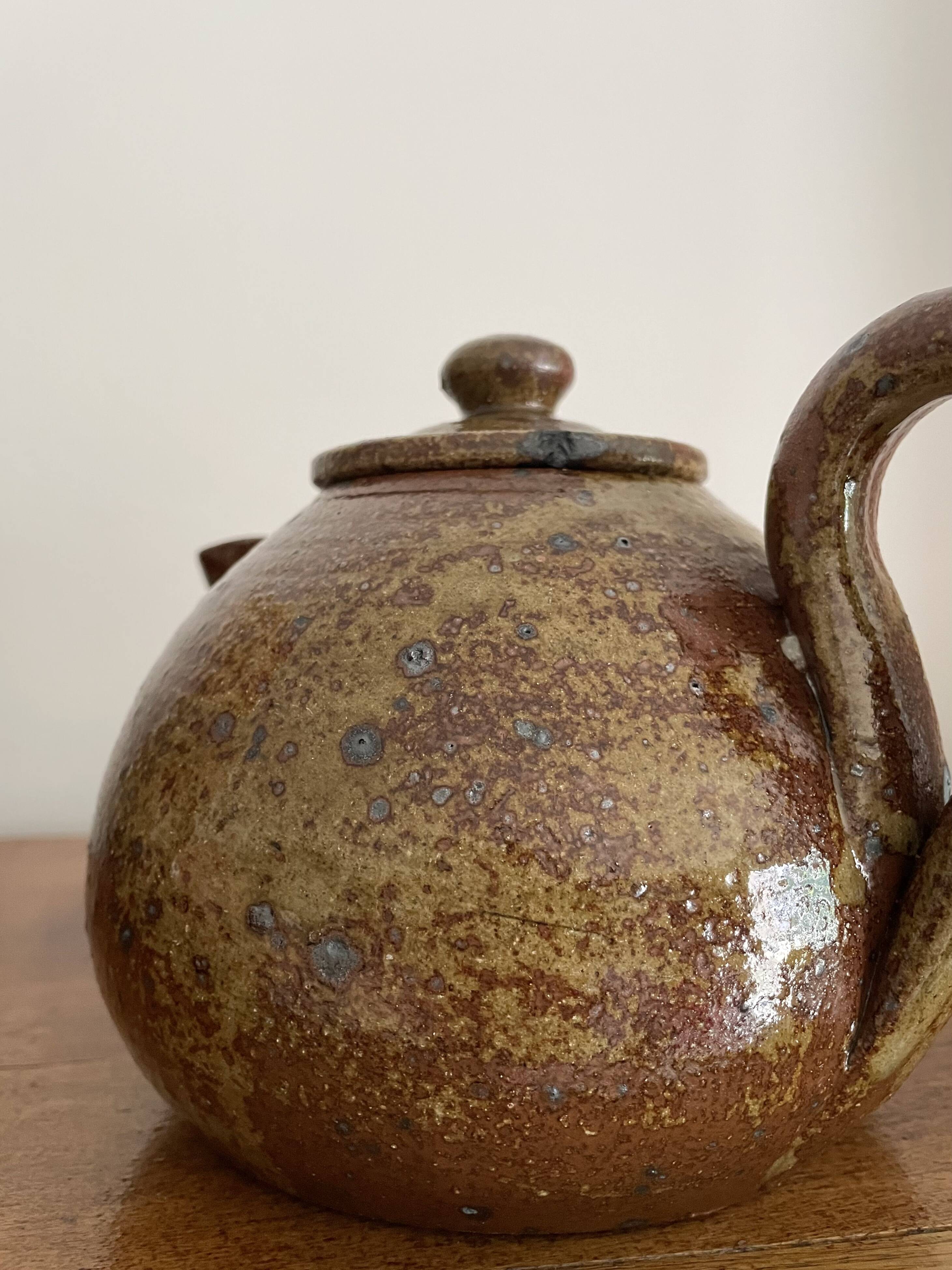 Théière avec 2 tasse à café en grès design vintage