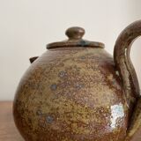 Vintage design stoneware teapot with 2 coffee cups