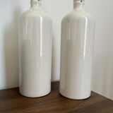 Set of 2 bottles in white stoneware