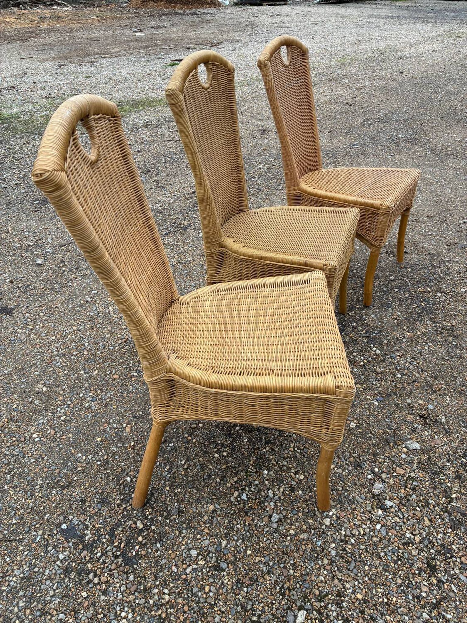 3 rattan and bamboo chairs
