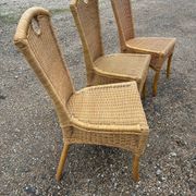 3 rattan and bamboo chairs