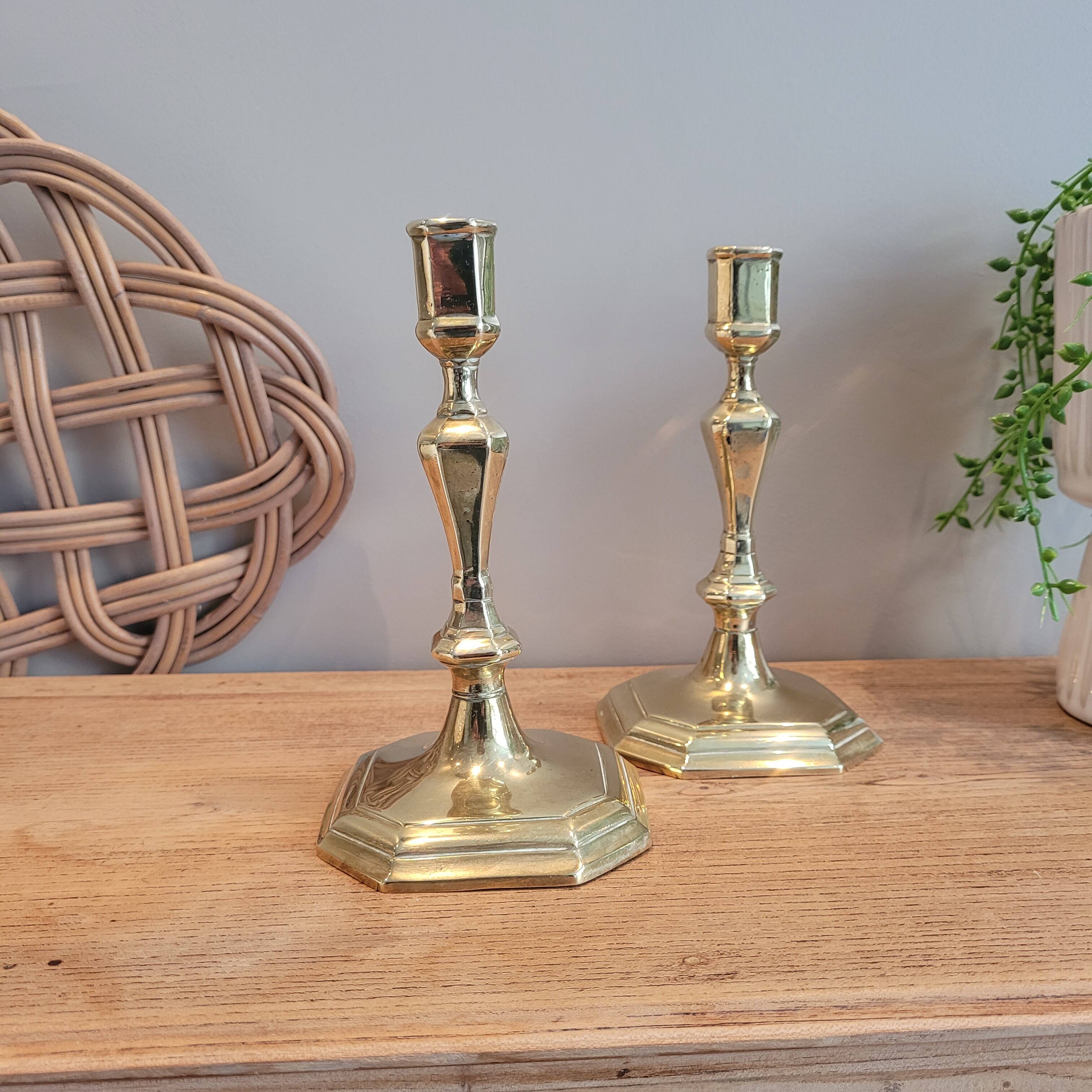 Pair of brass candle holders 03