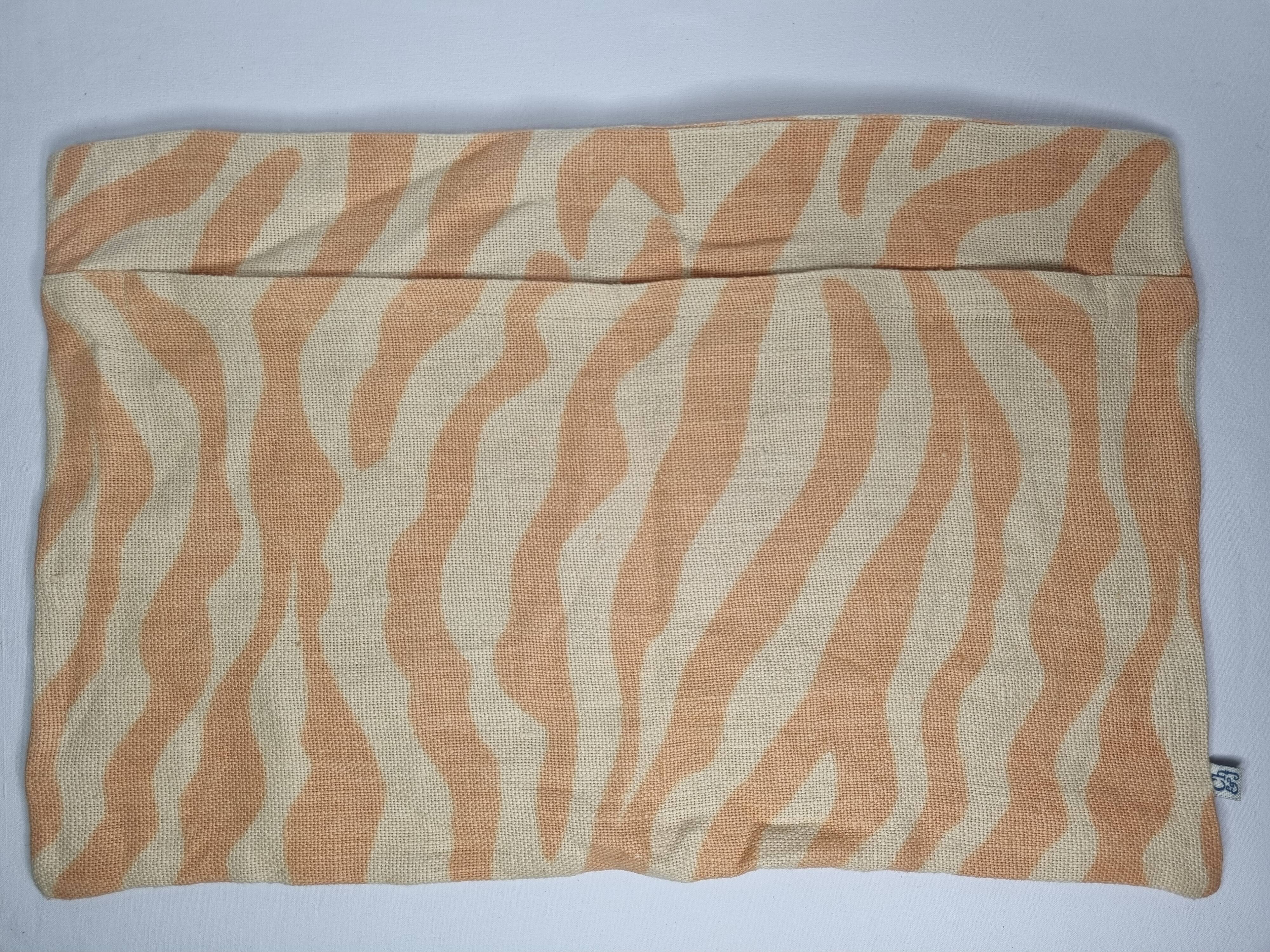 Linen cushion cover, beige and orange zebra pattern, 57 x 37 cm, Chhatwal & Jonsson