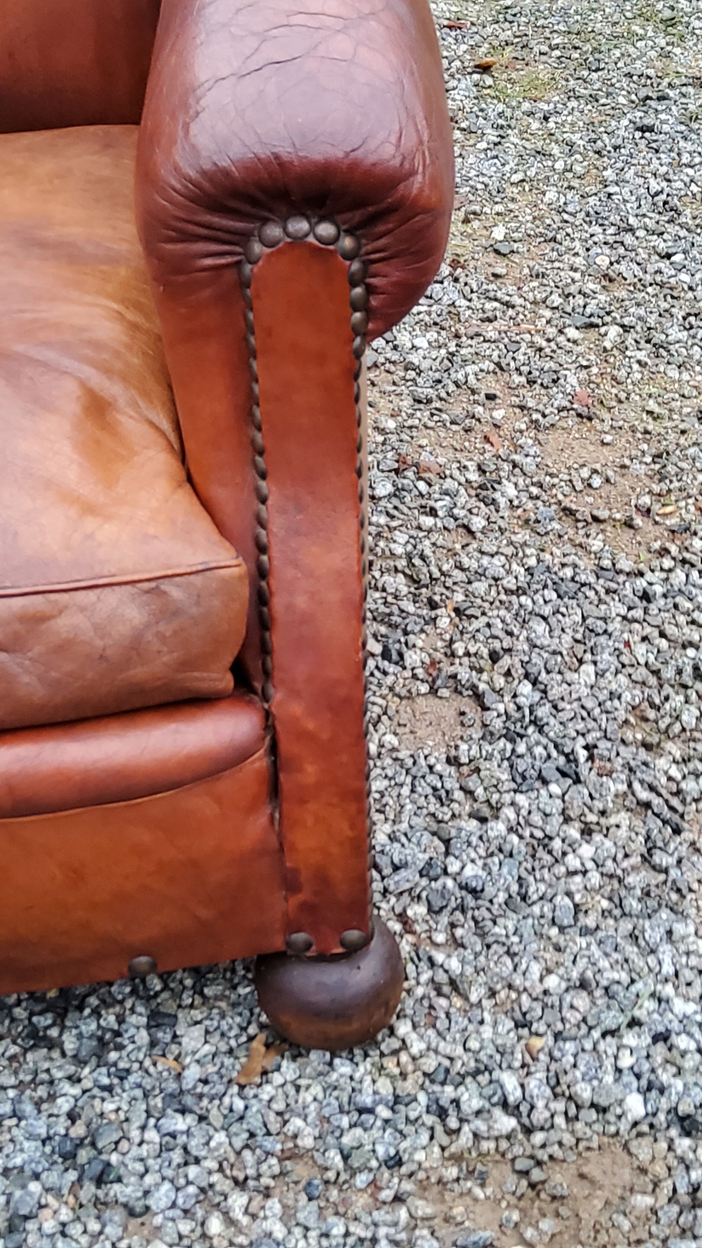 Leather club armchair back mustache from the 30s