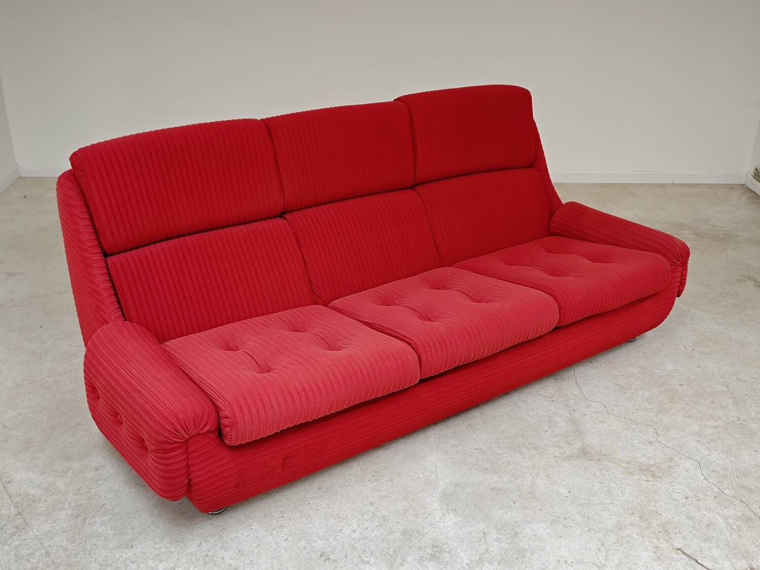 Canapé orange jitona ribbed fabric space age 1070