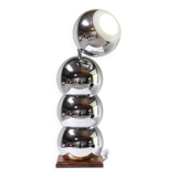 Modern eyeball chrome lamp with wooden base, 1960s