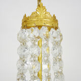 Old balloon chandelier with three floors, glass tassels. 50s 60s