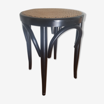 Tabouret en bois et rotin