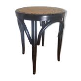 Wooden and rattan tabouret