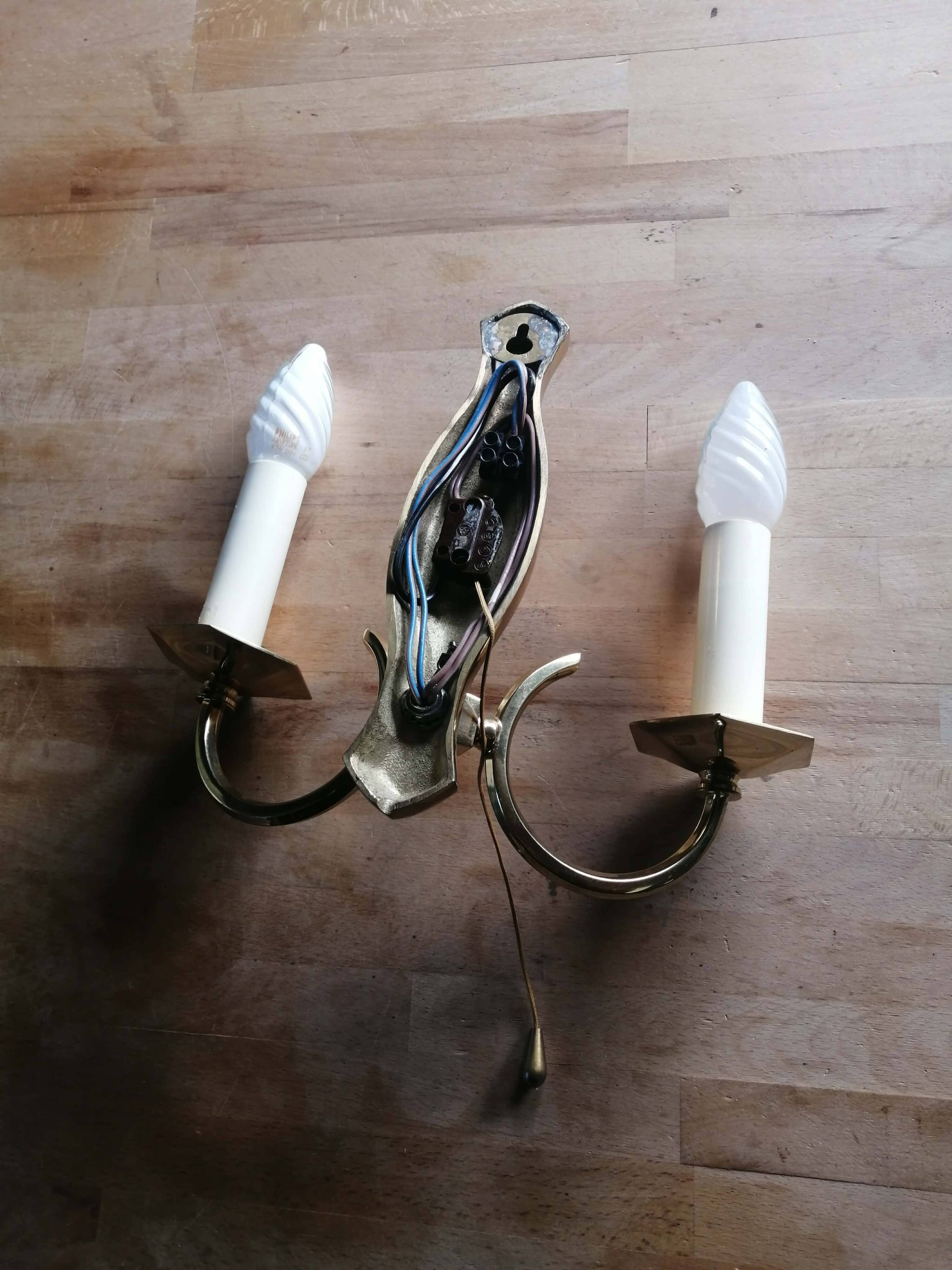 Vintage Empire style gold-plated brass wall sconce