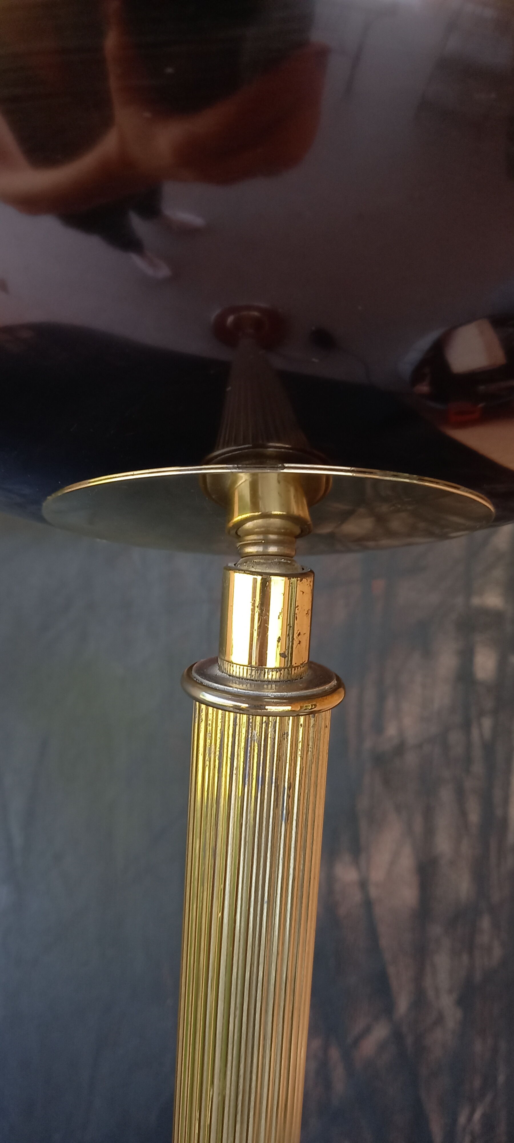 80s gold-plated brass halogen floor lamp