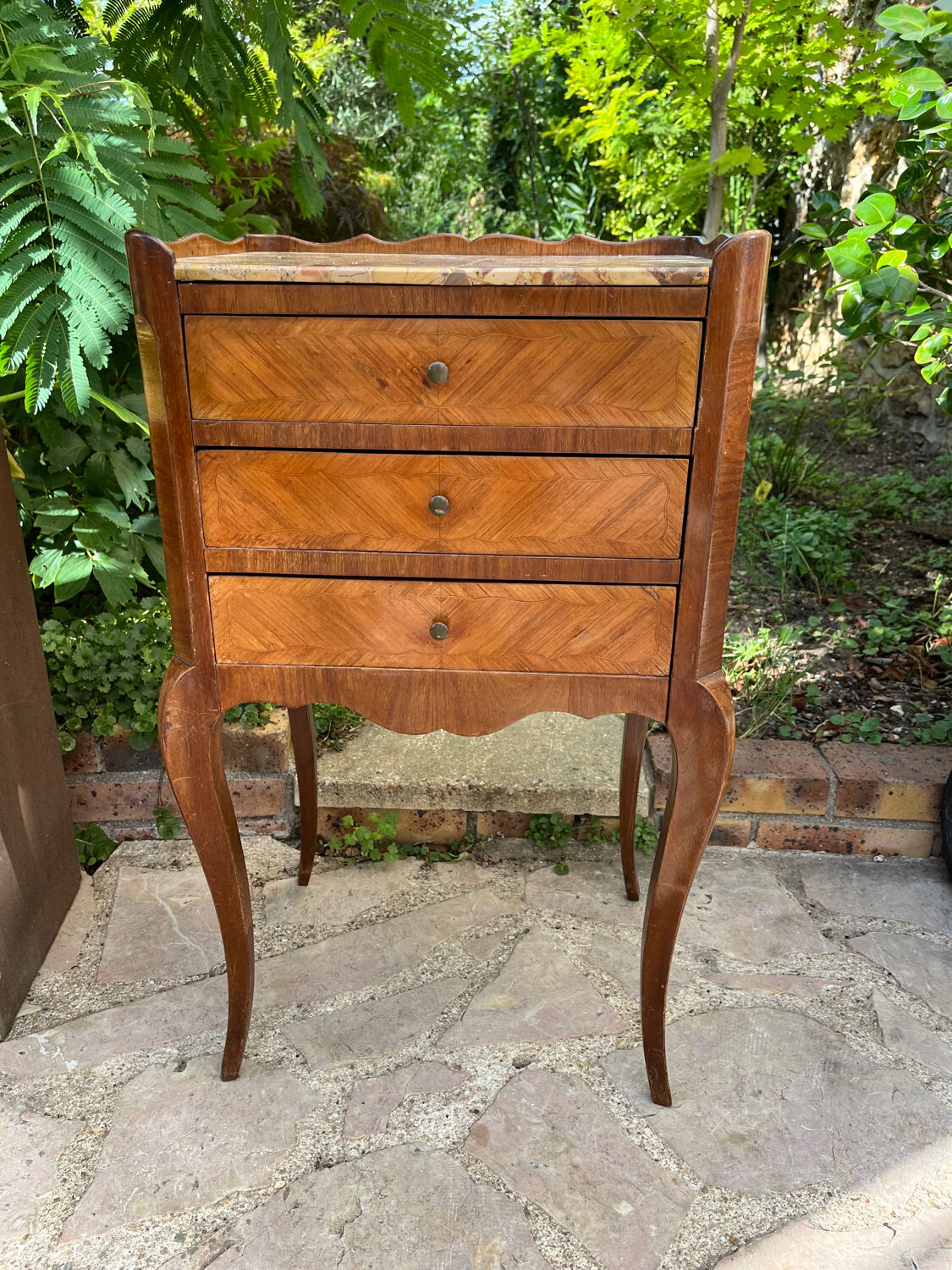 Old wooden bedside table
