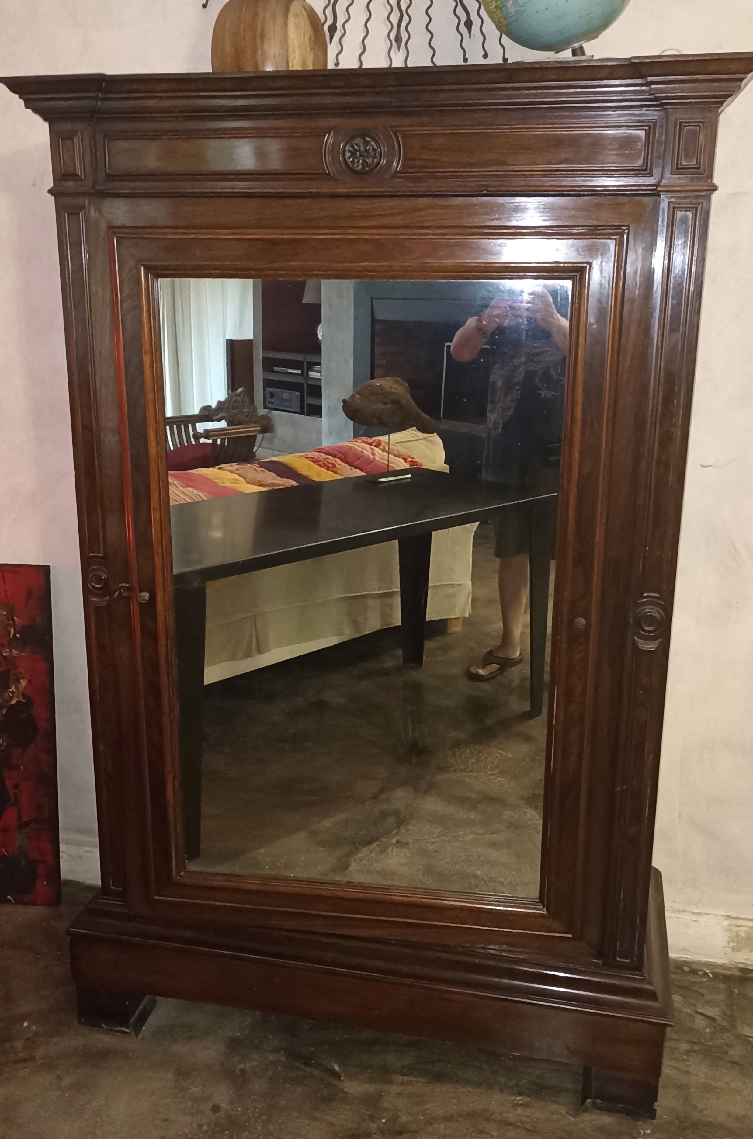 Rosewood mirrored wardrobe, circa 1850
