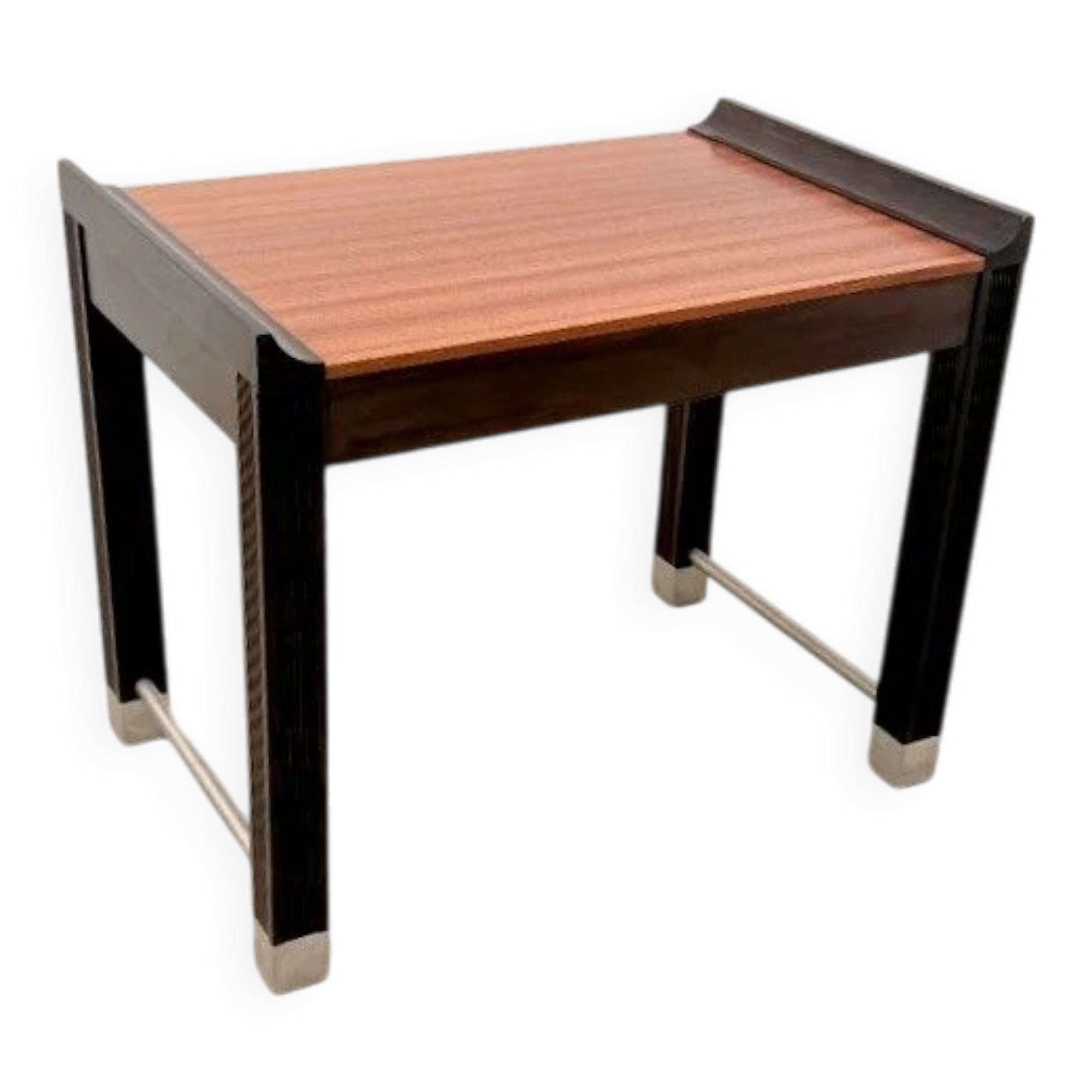 Side table in mahogany and stained oak, France 1980.