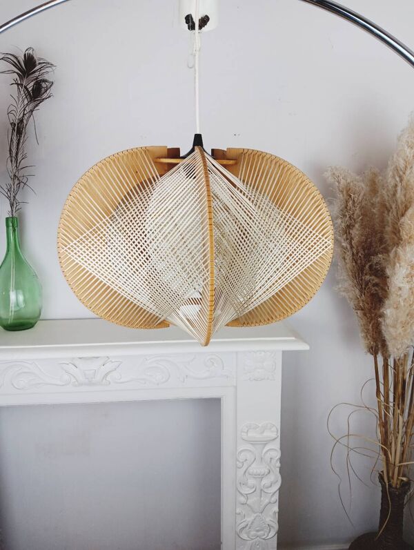Suspension desing vintage bois et osier