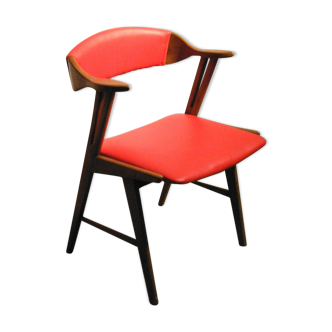 Fauteuil de bureau vintage en skai rouge des années 50