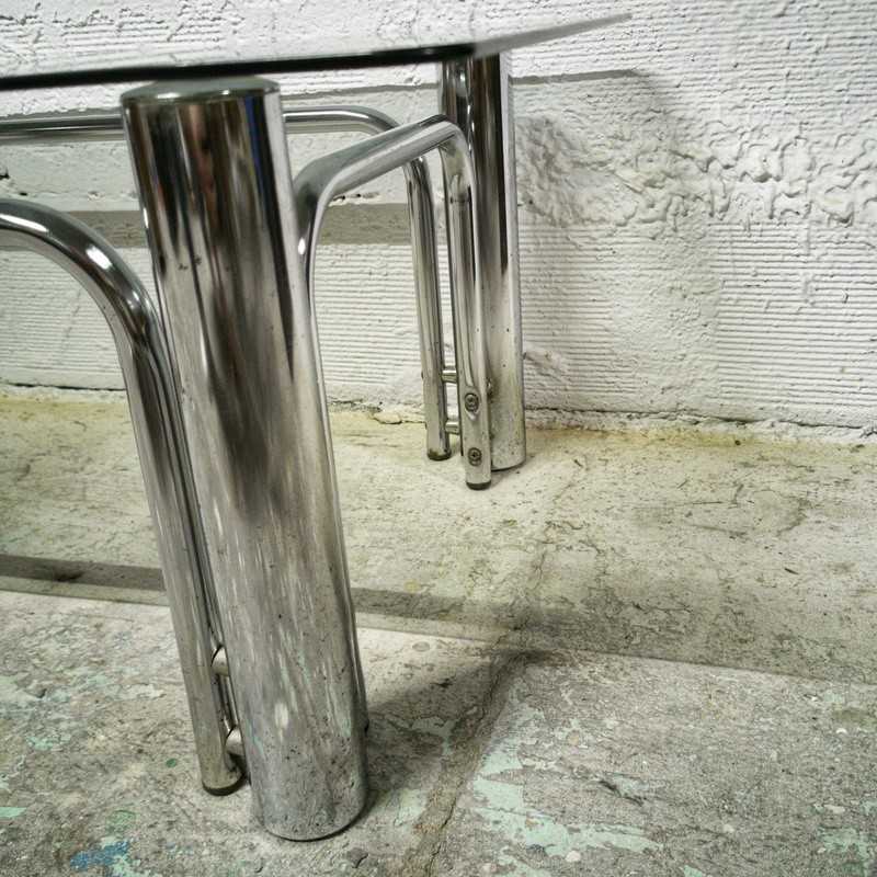 Vintage coffee table smoked glass tray