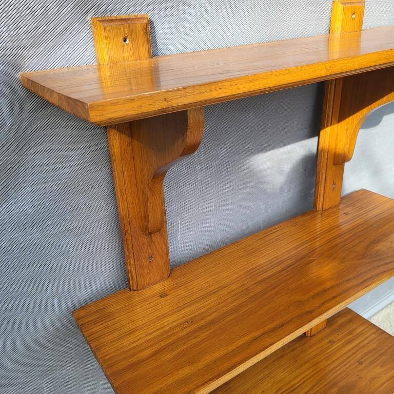 3-shelf oak wall shelf