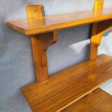 3-shelf oak wall shelf