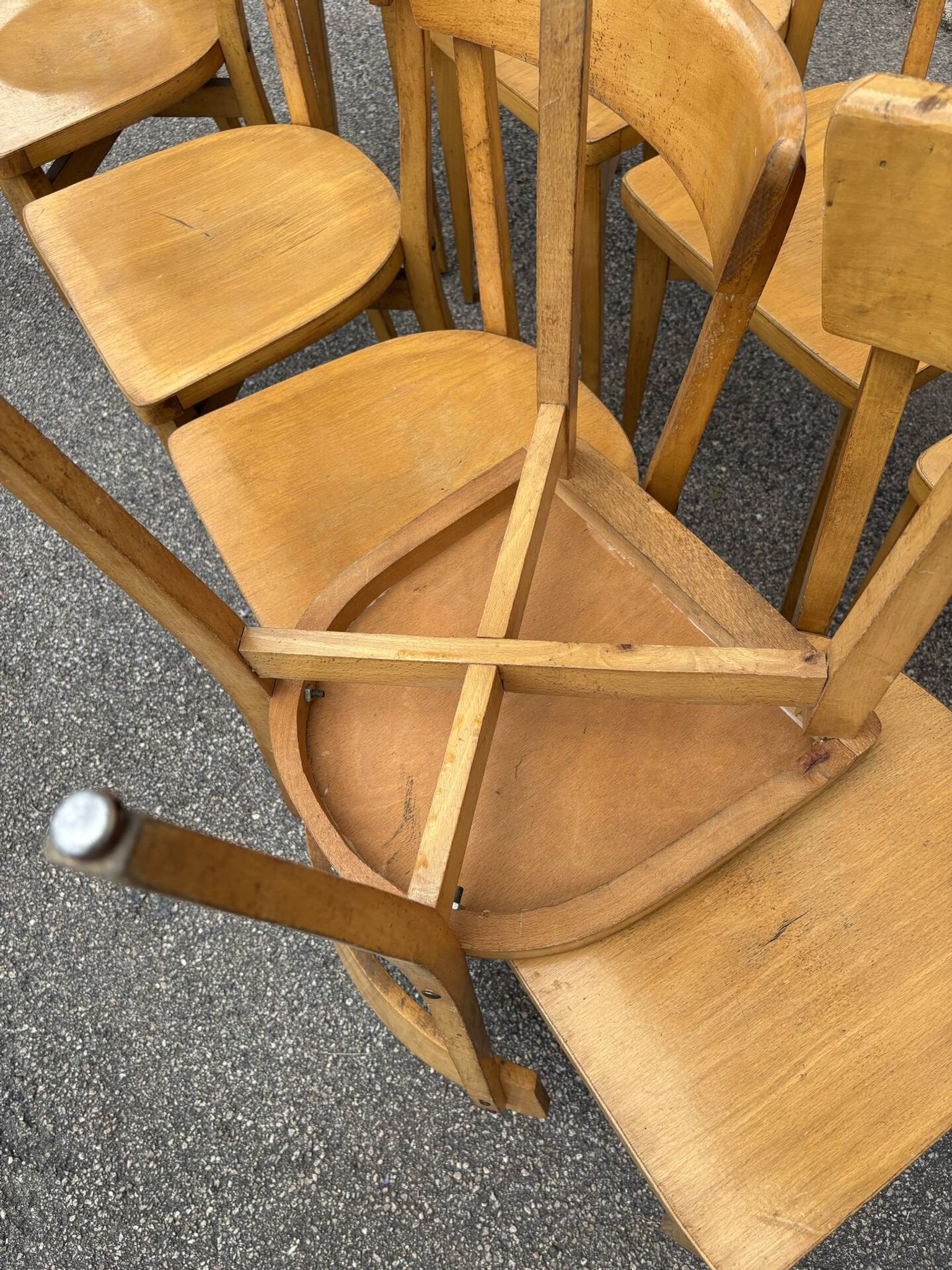 Set of 10 bistro chairs with crossbars