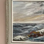 Oil on Canvas Original Swedish – 'Sea' by Holger Almquist – Signed – Vintage and Framed – 50 × 40 cm (19.7 in × 15.7 in)
