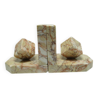 Pair of bookends, Art Deco, beige marble, Germany, 1930s.