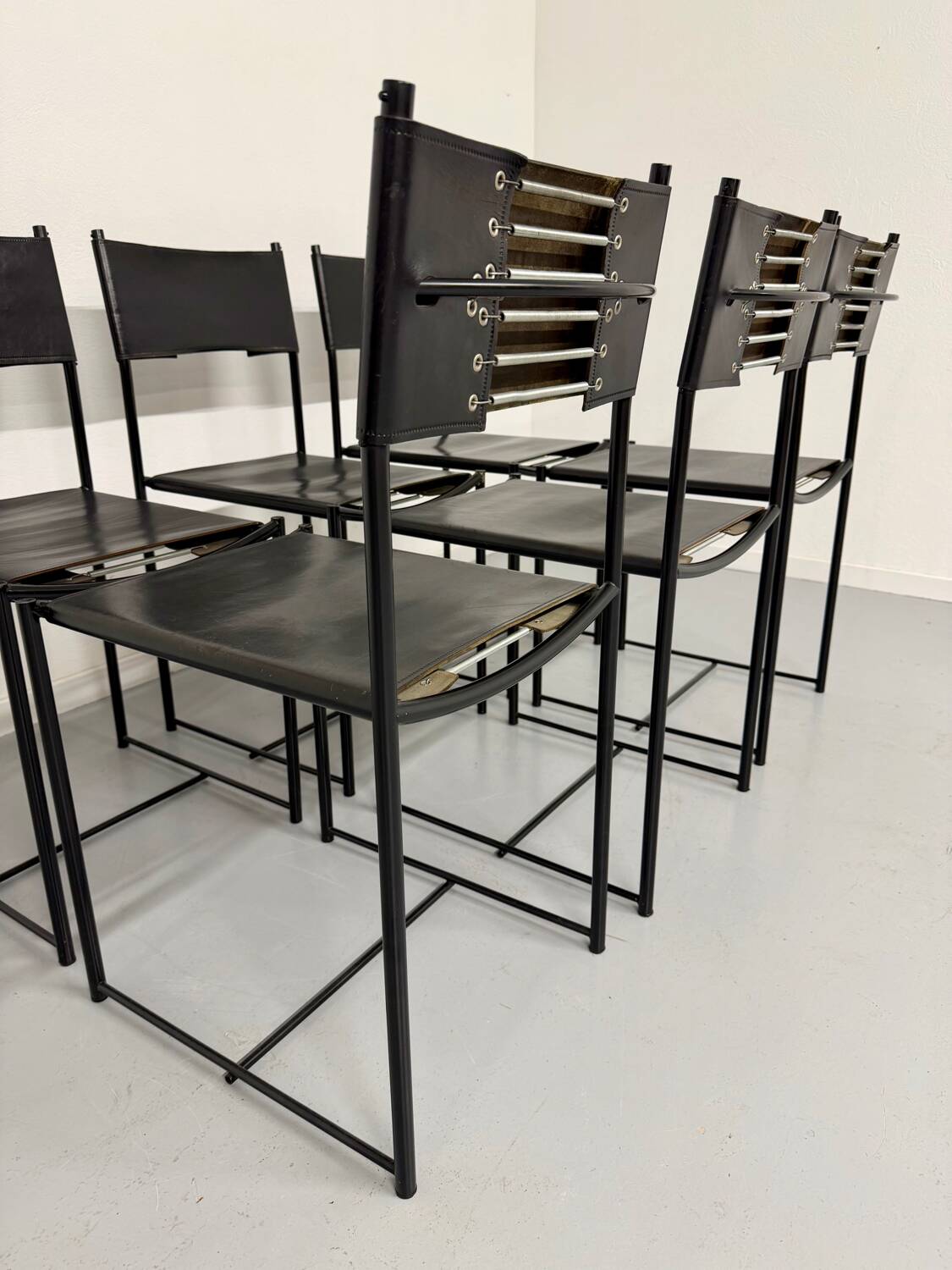 6 chaises en cuir « 101 » design italien Belotti Alias 1980 vintage