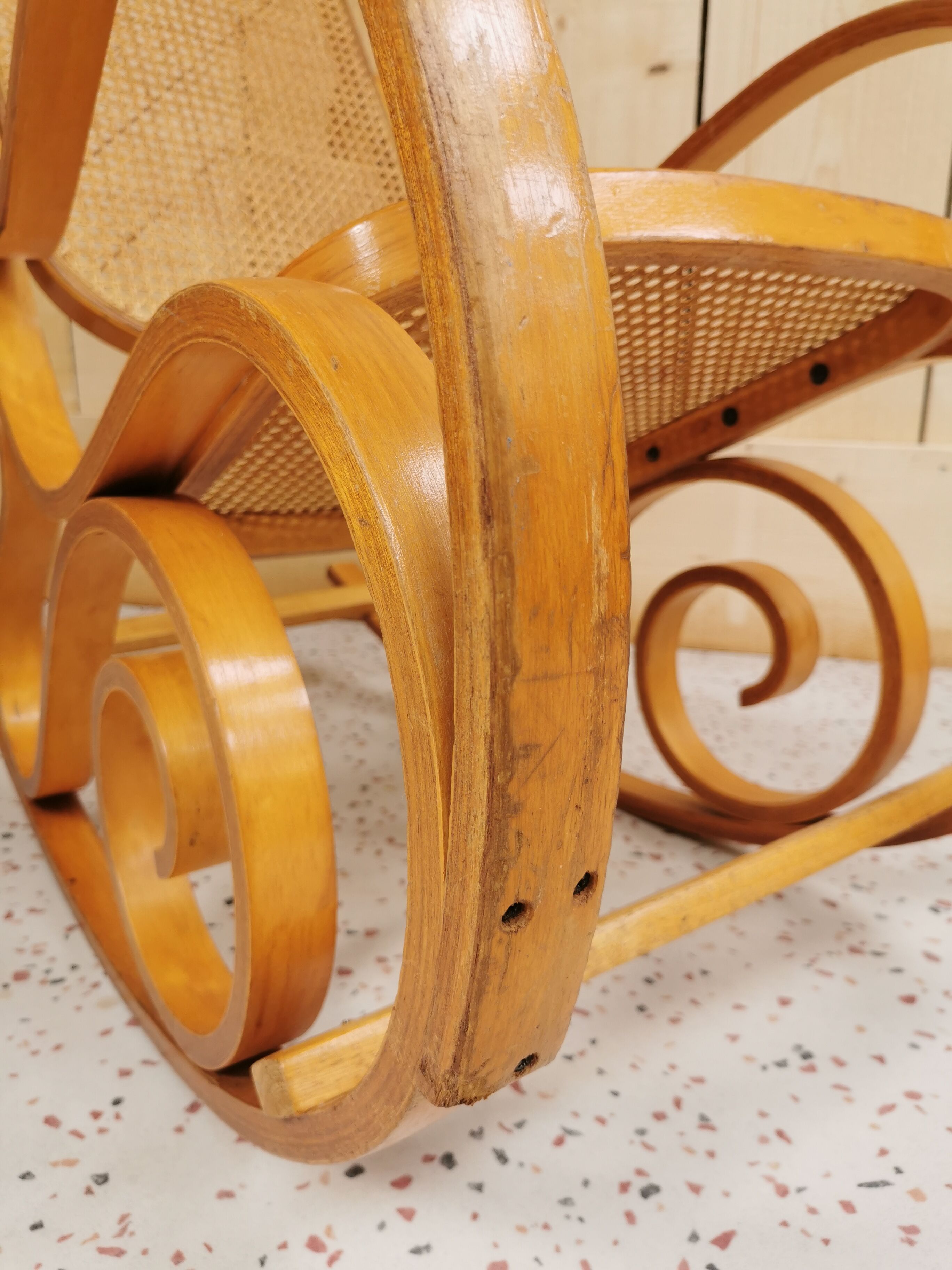 Rocking chair in caning
