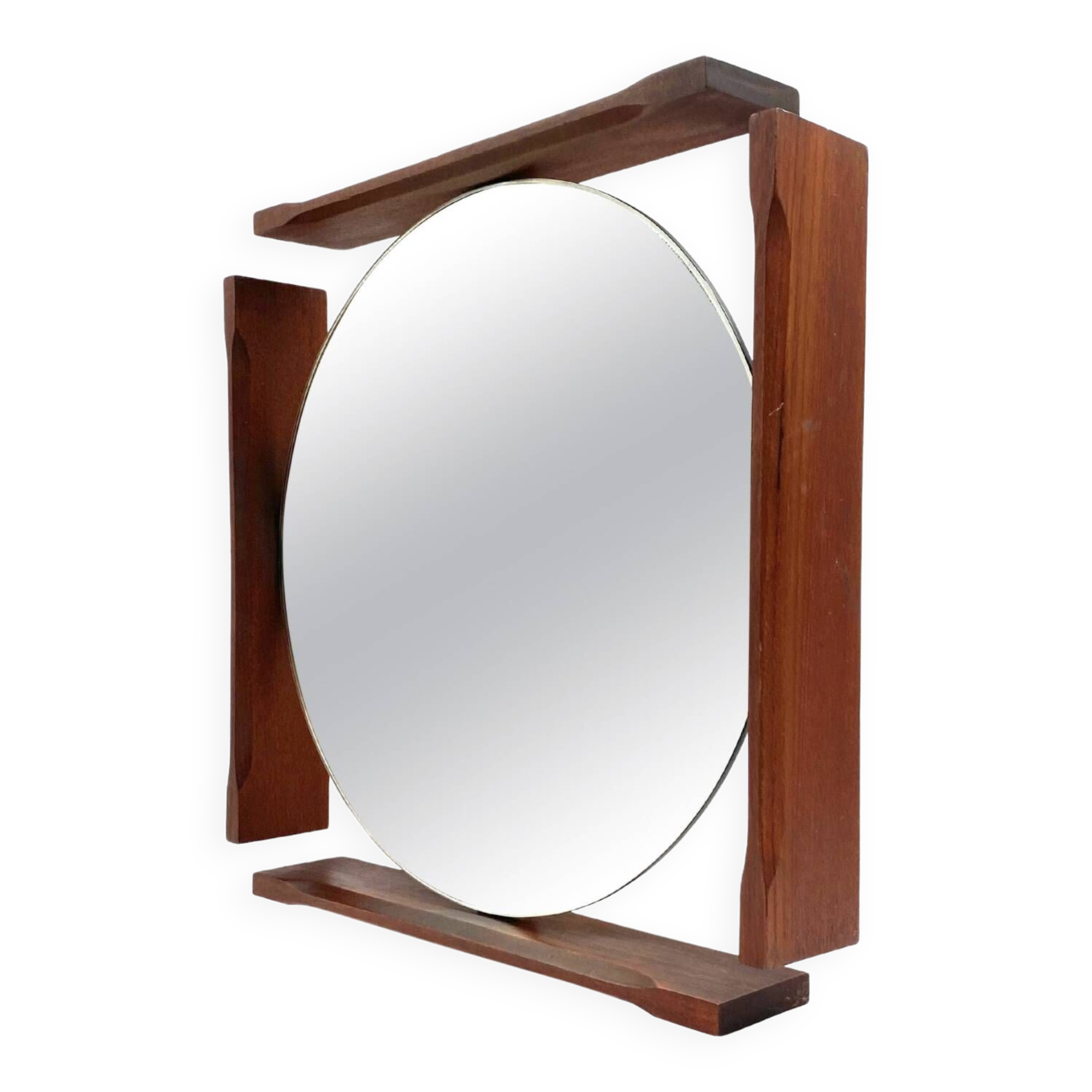 Mid-century teak table / wall mirror / vanity, Italy 1960s