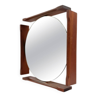 Mid-century teak table / wall mirror / vanity, Italy 1960s