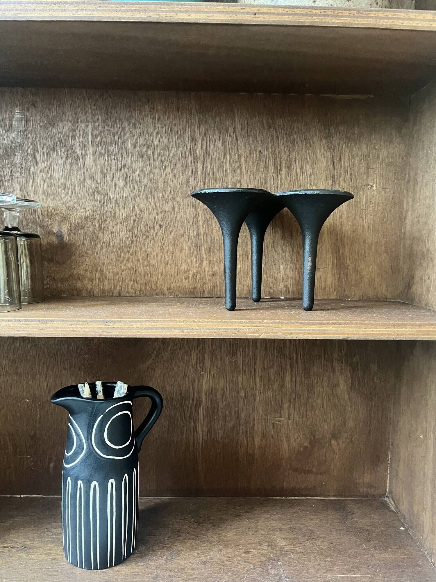 Danish cast iron candle holder design Hornblower by Christel & Christel Holmgren, Denmark 1970