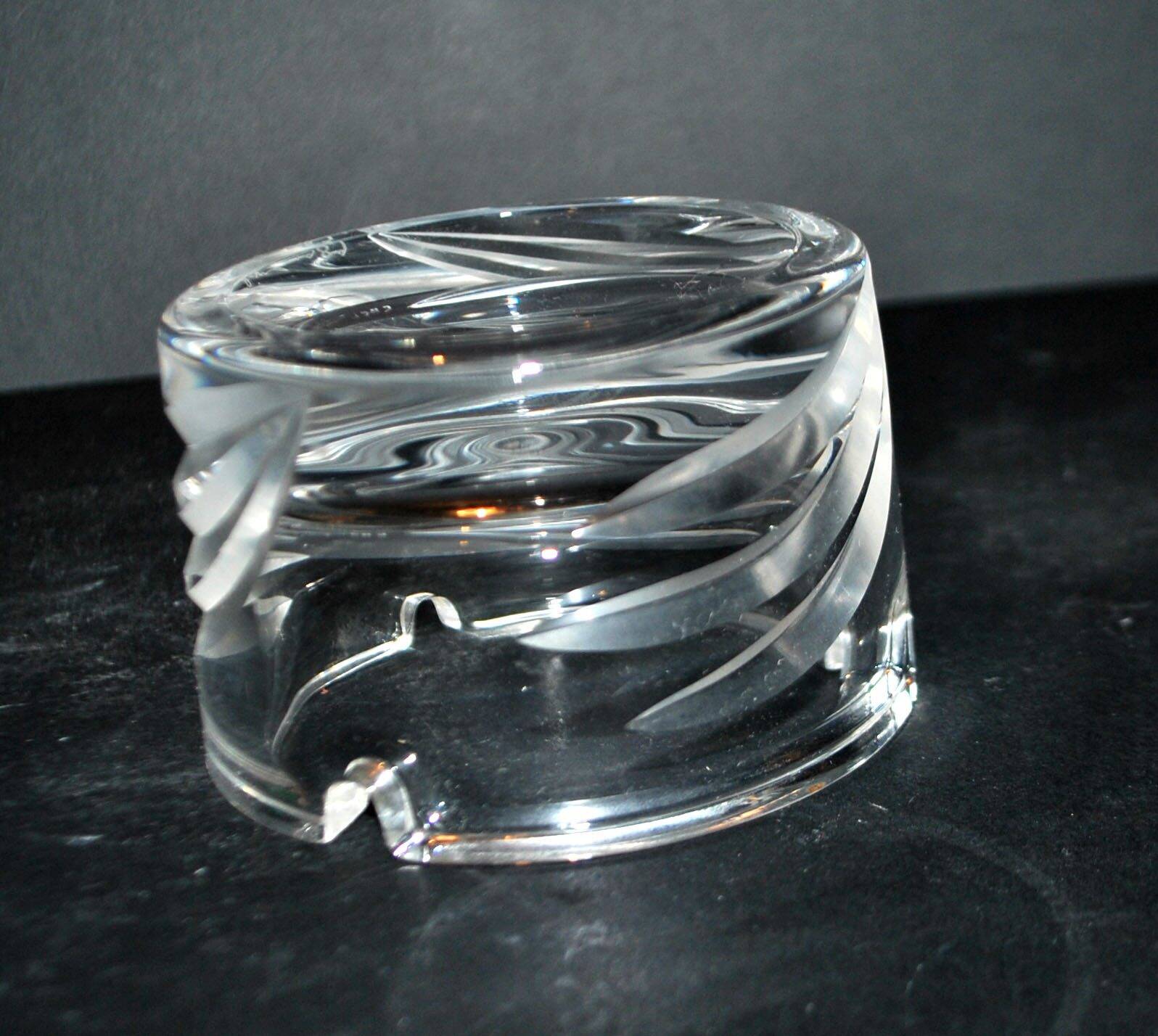 Vintage cut crystal ashtray signed Carabin 1989