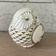 Ceramic owl by Rosa Rinconada, gold and platinum.