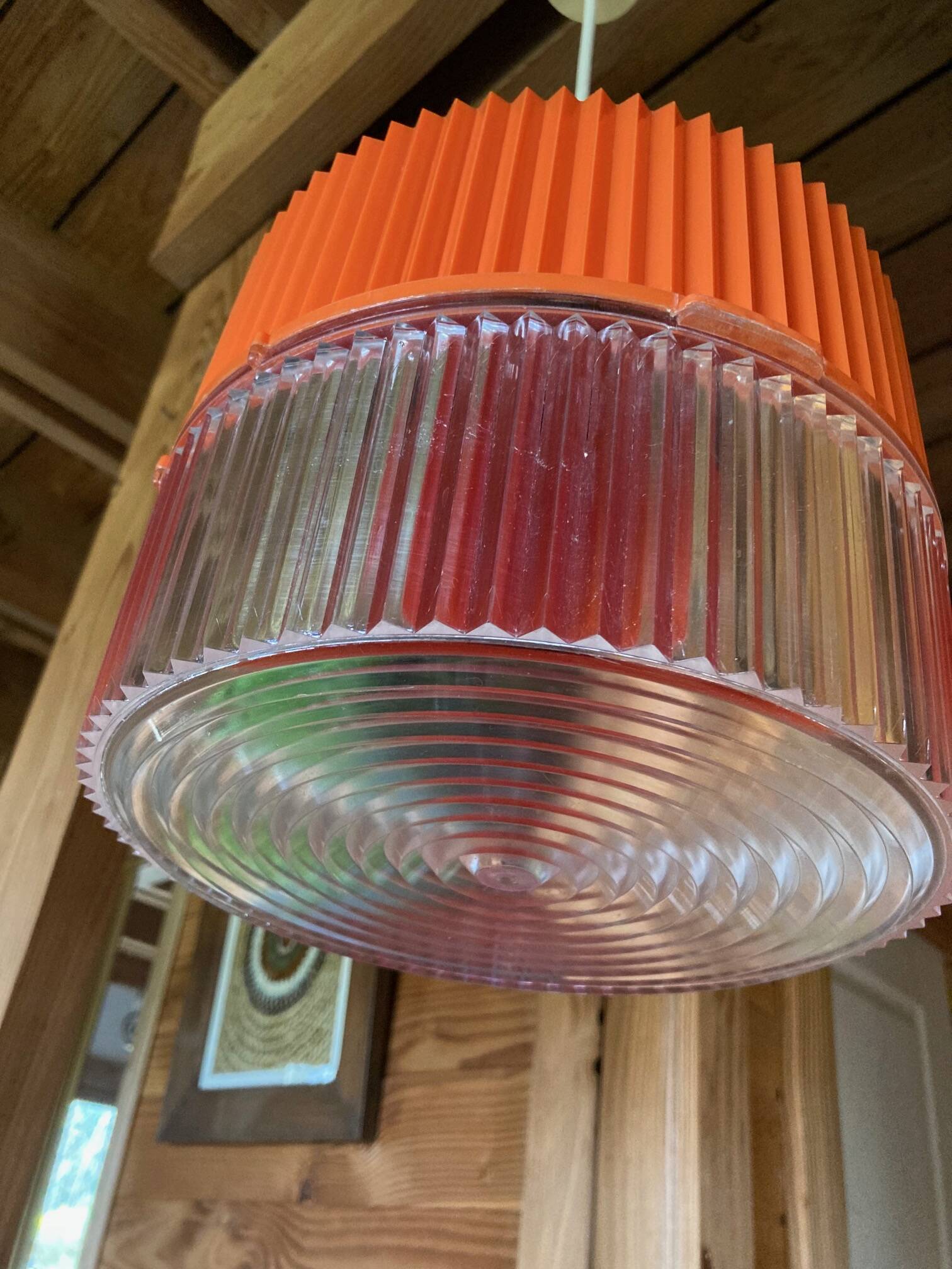 Vintage orange and transparent plastic pendant light