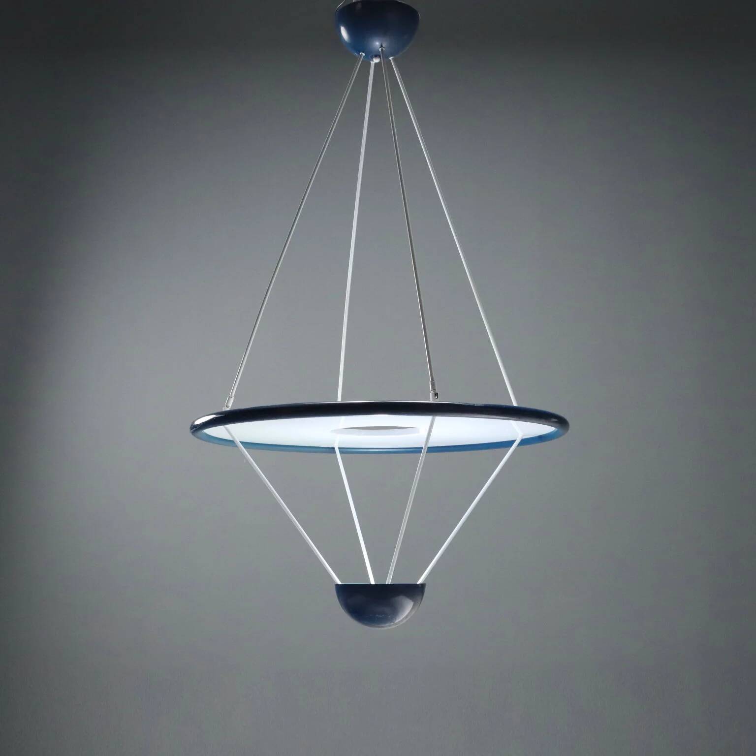 Lustre vintage Zonca en métal émaillé, design, Italie, années 1980