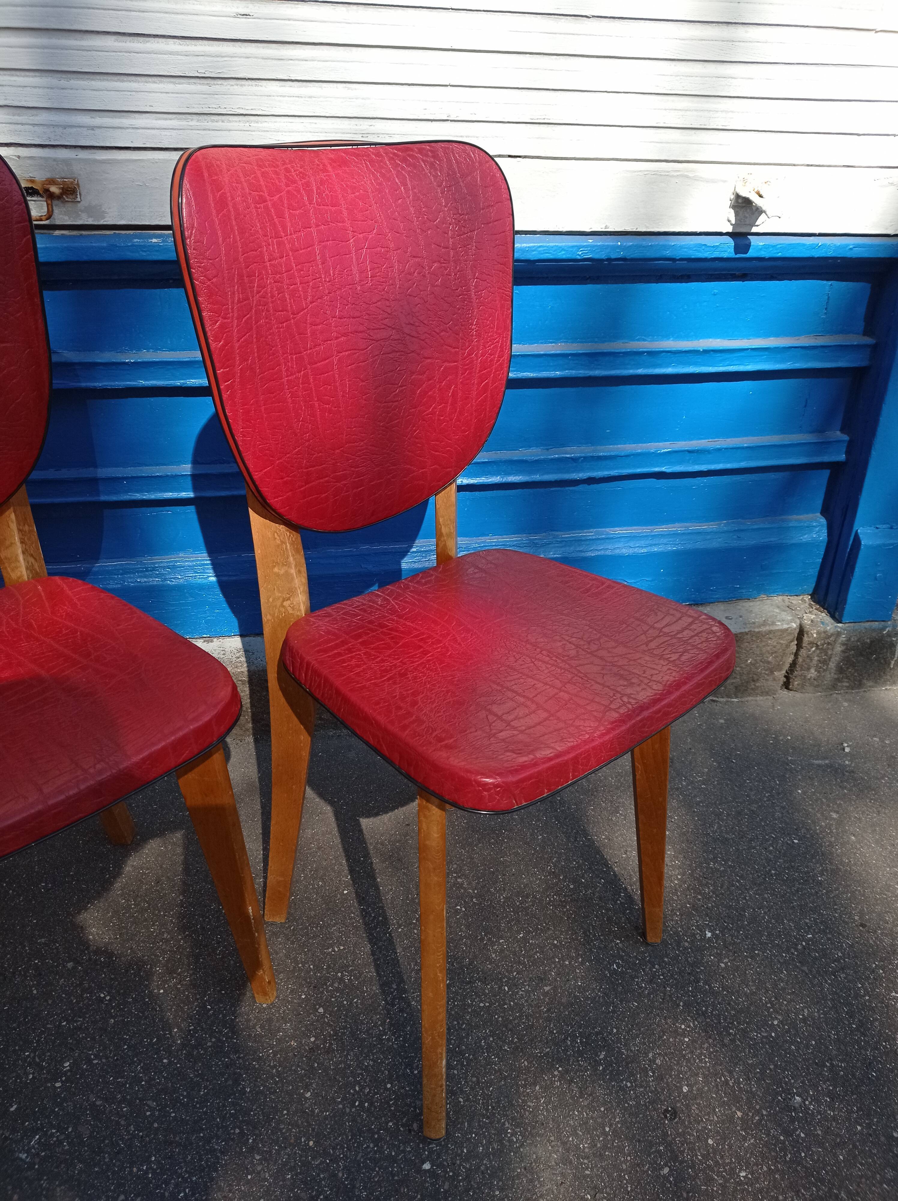 Lot of four 50's skai chairs