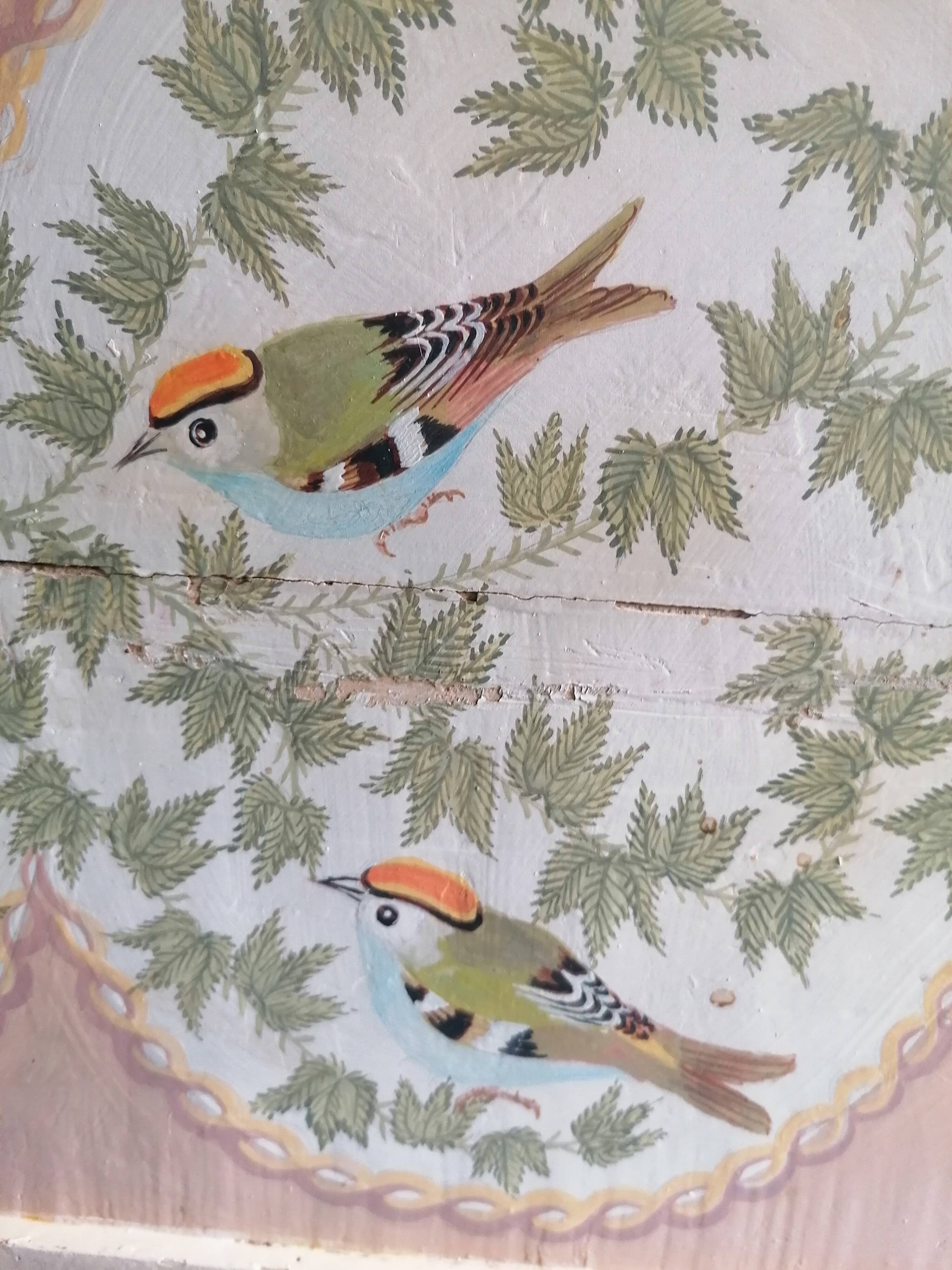 Painted wooden mallet birds